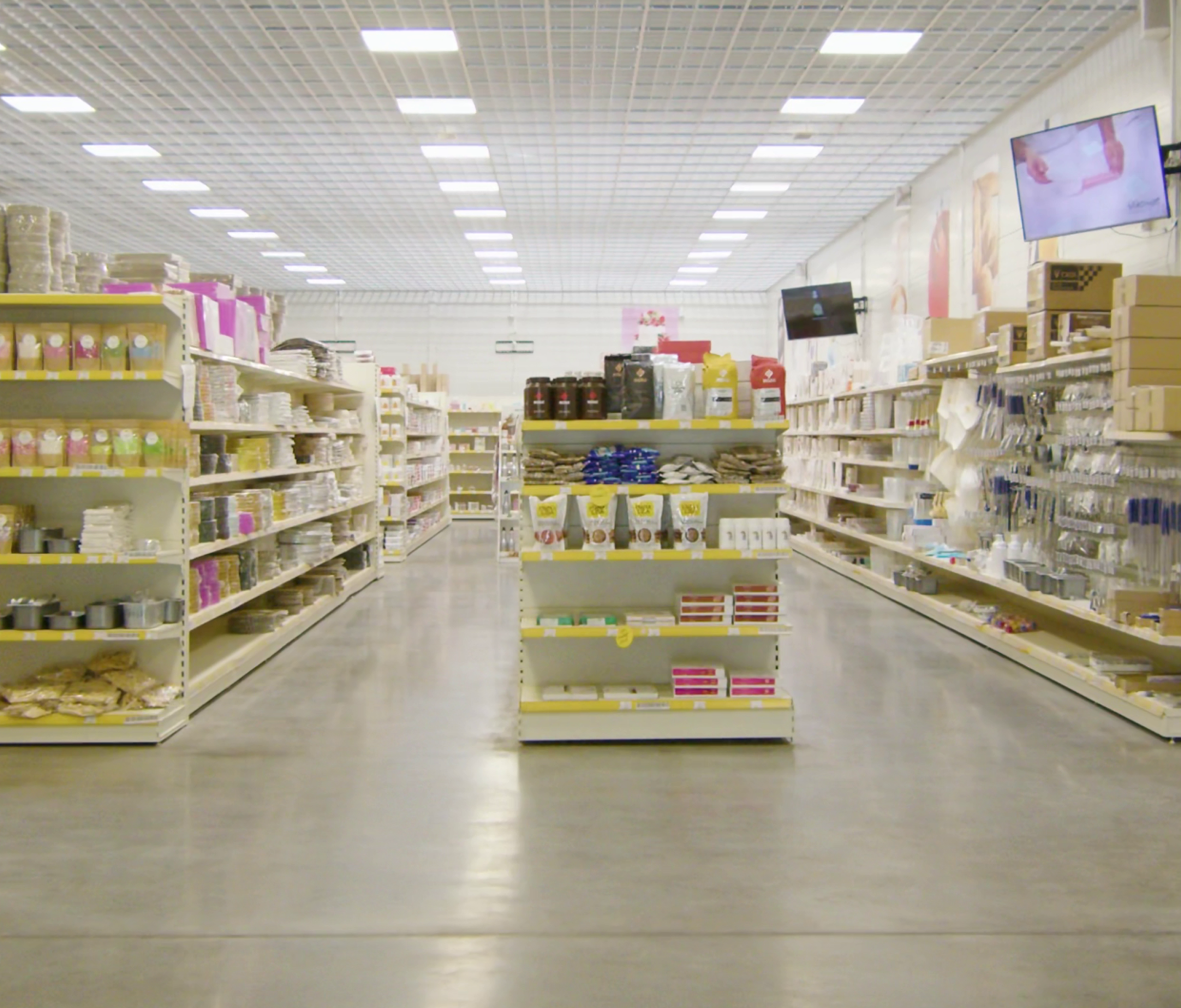 shelves with assortment in the sales showroom